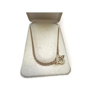 Vonelle Swaeovski Crystal Gold Heart Arrow Toggle Necklace Vintage Jewelry